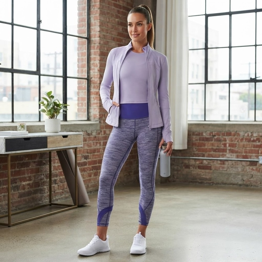 Lululemon Women's Size 4 Run Inspire Crop Leggings Purple Space Dye Pull on Pant